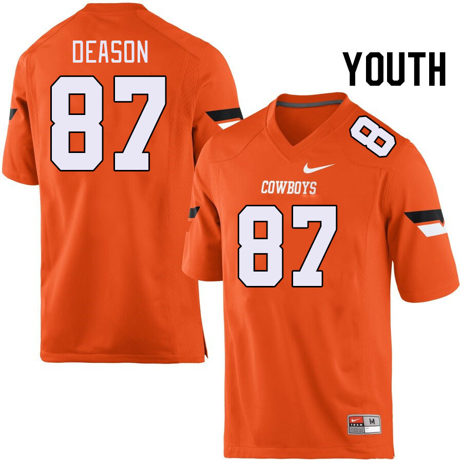 Youth #87 Jaxon Deason Oklahoma State Cowboys College Football Jerseys Stitched-Orange - Click Image to Close